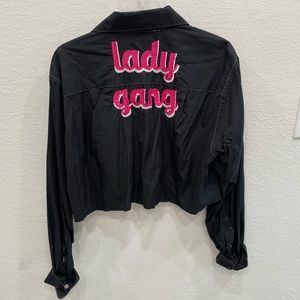 Lady Gang stitched cropped button-up shirt